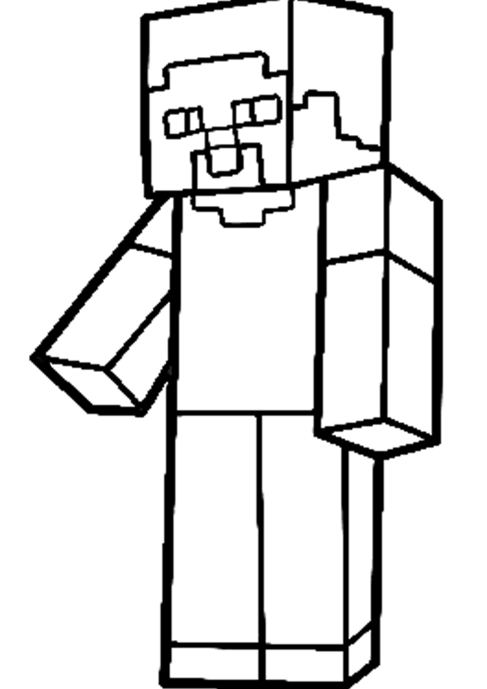 A character from minecraft in armor and with a sword